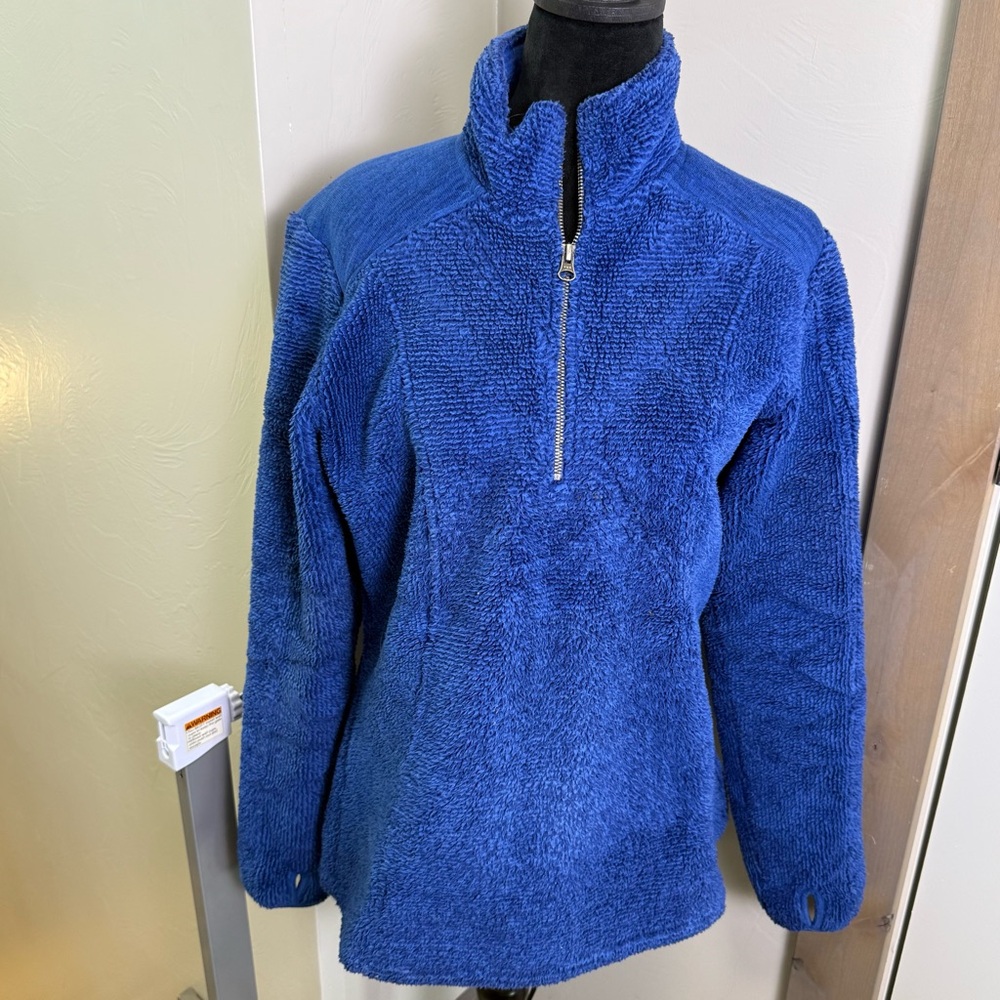 Kuhl Women's Royal Blue Fleece Sweatshirt 1/4 Zip Pullover Fuzzy Winter Layering
